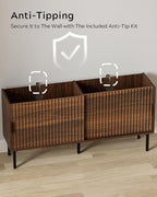 TV Stands Set of 2 for Living Room Farmhouse Entertainment Center with Fluted Sliding Doors TV Console Cabinet with Adjustable Shelf and Storagefor 65, 70, 75 Inch TV, Brown