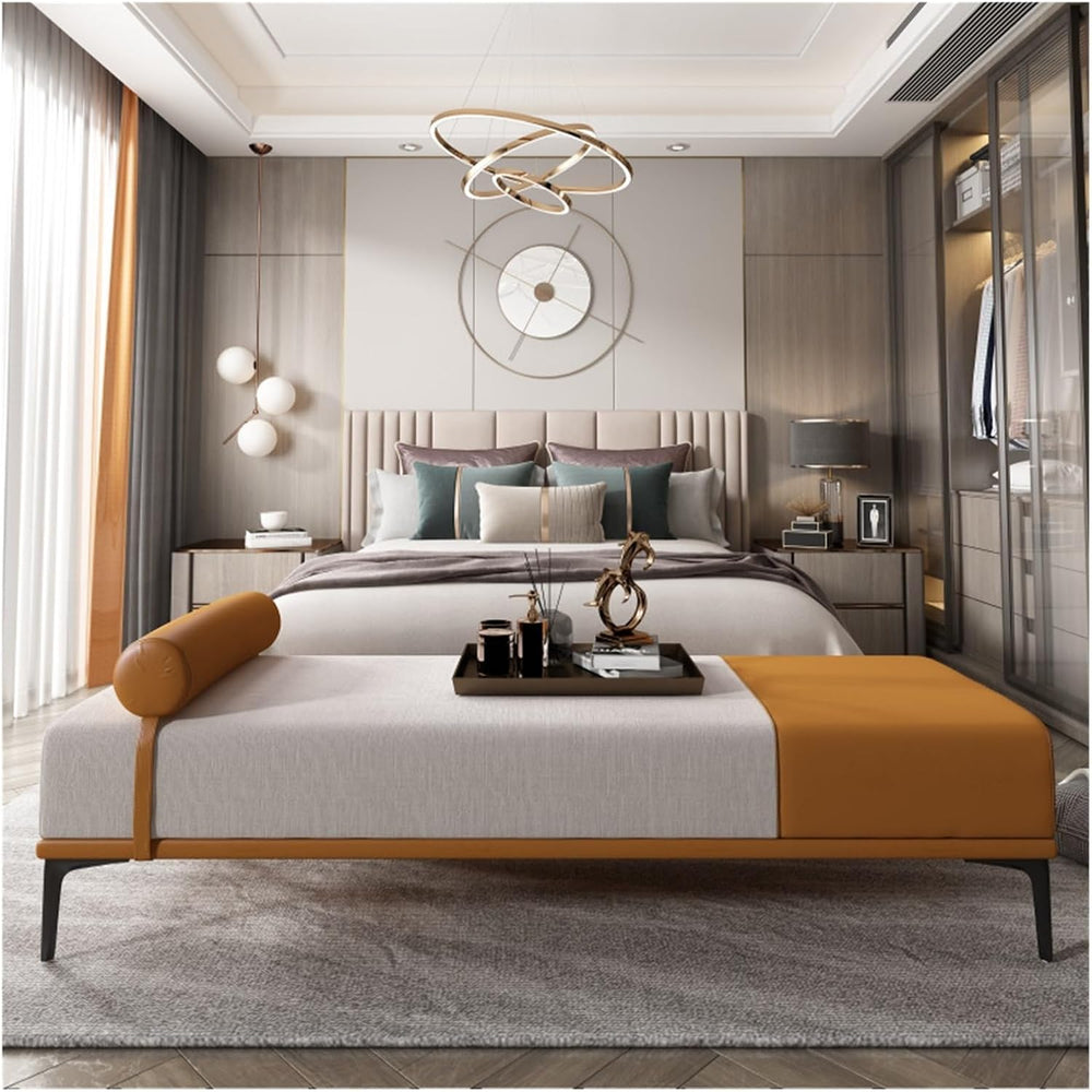 Modern Fabric Storage Bench for Entryway, Upholstered for Bedroom End of Bed,...