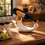 Goose Wine Bottle Holder Novelty Duck Figurine Decor | PLA Material, No Assembly Required, Single Bottle Storage, Smooth Seamless Texture, Tabletop Display