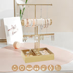 Jewelry Organizer Stand Necklace Organizer Earring Holder,3-Tier Gold Jewelry Tower Display Stand Jewelry Earring Holder Organizer Display for Necklace, Earring, Bracelet, Ring