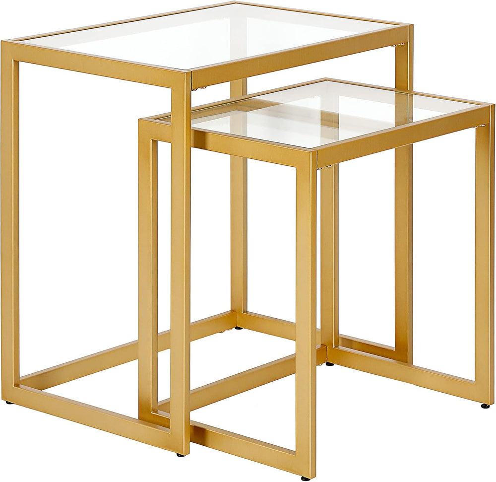 Henn&Hart Rectangular Nested Side Table in Brass, Table for Living Room, ...