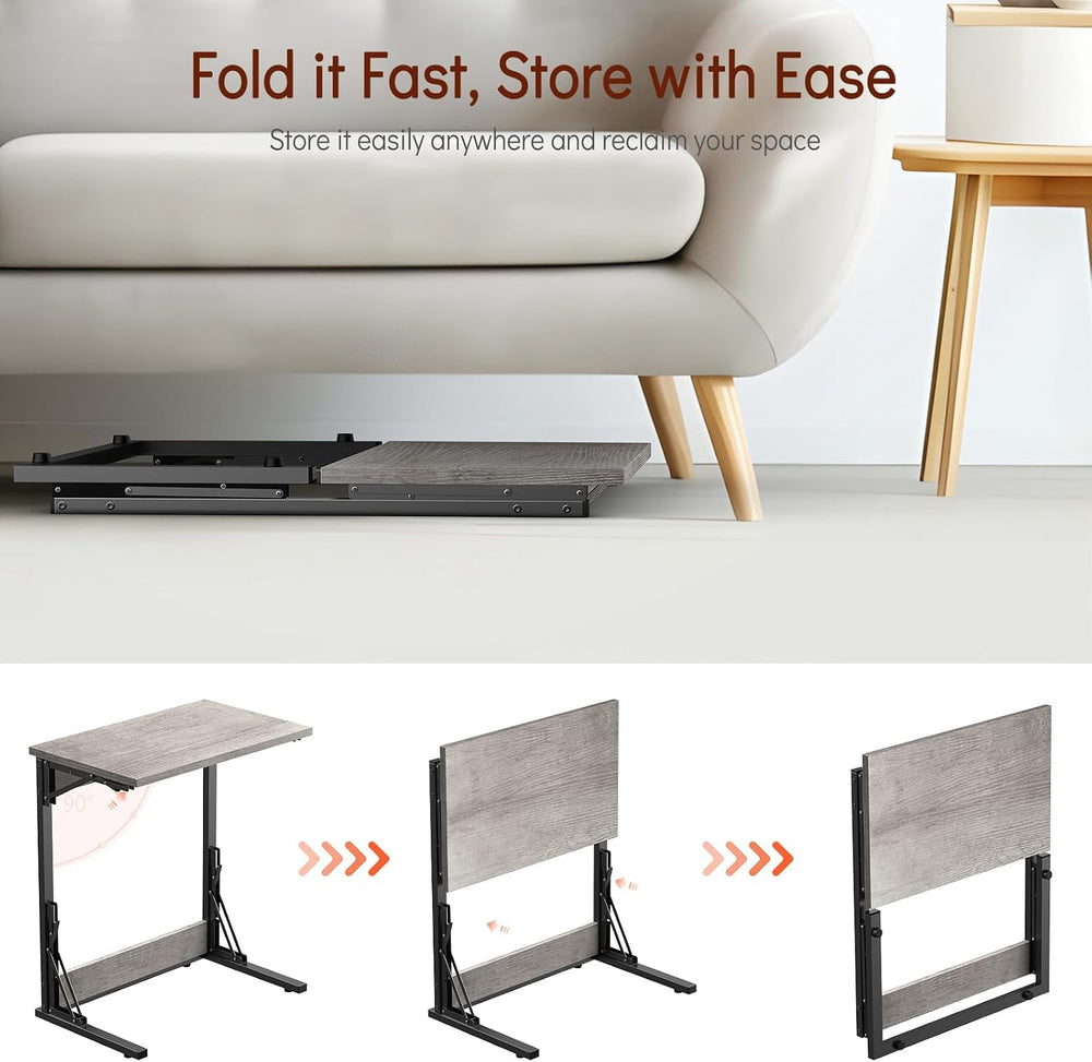 Tatub 24" TV Tray Table Set of 4, Folding C Shaped End Table, Small Sofa...