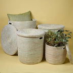 Storage & Organization, Decorative Baskets for your Home, Laundry Hamper, Baby Nursery Toys Bin, Living Room Blankets Storage, Towels Holder, Wicker, Woven, Lid, Wide, White, Set, 4pcs