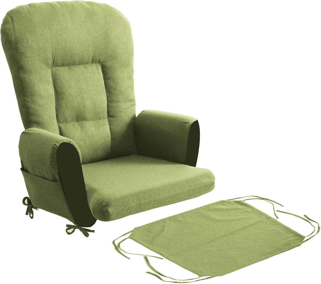ANMINY 5pcs Glider Rocker Replacement Cushions Set - Thickened Glider Rocking Chair Cushions with 29.5 inch High Backrest & Side Pockets for Indoor Nursery, Washable & Non Slip, Green