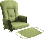 ANMINY 5pcs Glider Rocker Replacement Cushions Set - Thickened Glider Rocking Chair Cushions with 29.5 inch High Backrest & Side Pockets for Indoor Nursery, Washable & Non Slip, Green
