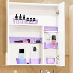 23 PCS Drawer Organizer Set, 5 Varied Size Bathroom and kitchen Drawer cabinet organizer Trays, Clear Storage Bins for Makeup, Jewelry, Utensils and Gadgets, Purple