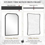 18X24 Inch Black Mirror for Wall with Metal Frame Rectangular Rounded Bathroom Vanity Mirror Anti-Rust, Hangs (Black 18" x 24")