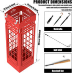 Square Metal Umbrella Holder, Square Free Standing Umbrella Rack Decorative Umbrella Holder Hollow Cutout Pattern Design for Umbrella Cane Entryway Home Office 19.49" X 6.1" X 6.1"(Red hollowed out)