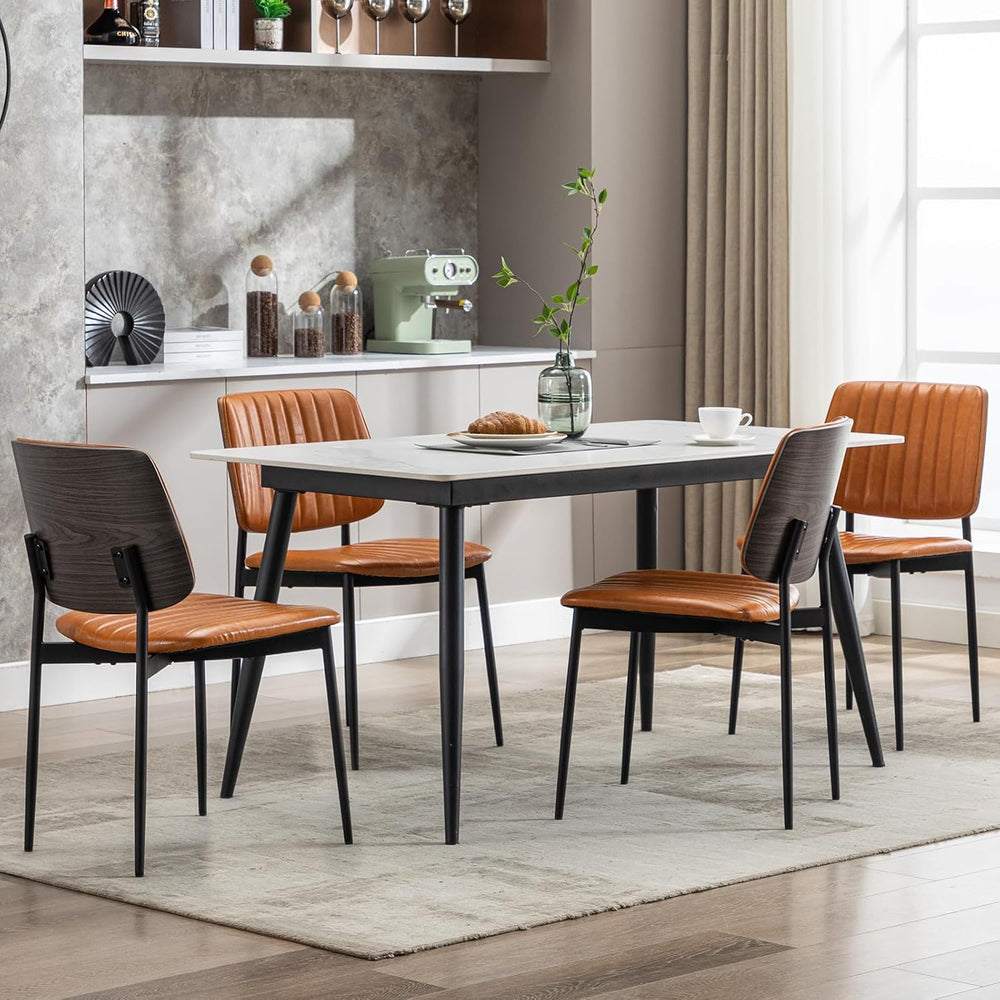 Okeysen Leather Dining Chairs Set of 2, Mid Century Modern Dining Chairs with...