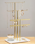 pickpiff Jewelry Stand Organizer Necklace Holder- 14.5" Sturdy Earring and Bracelet Display Hanger, Mirrored Gold, Aesthetic Room Decor