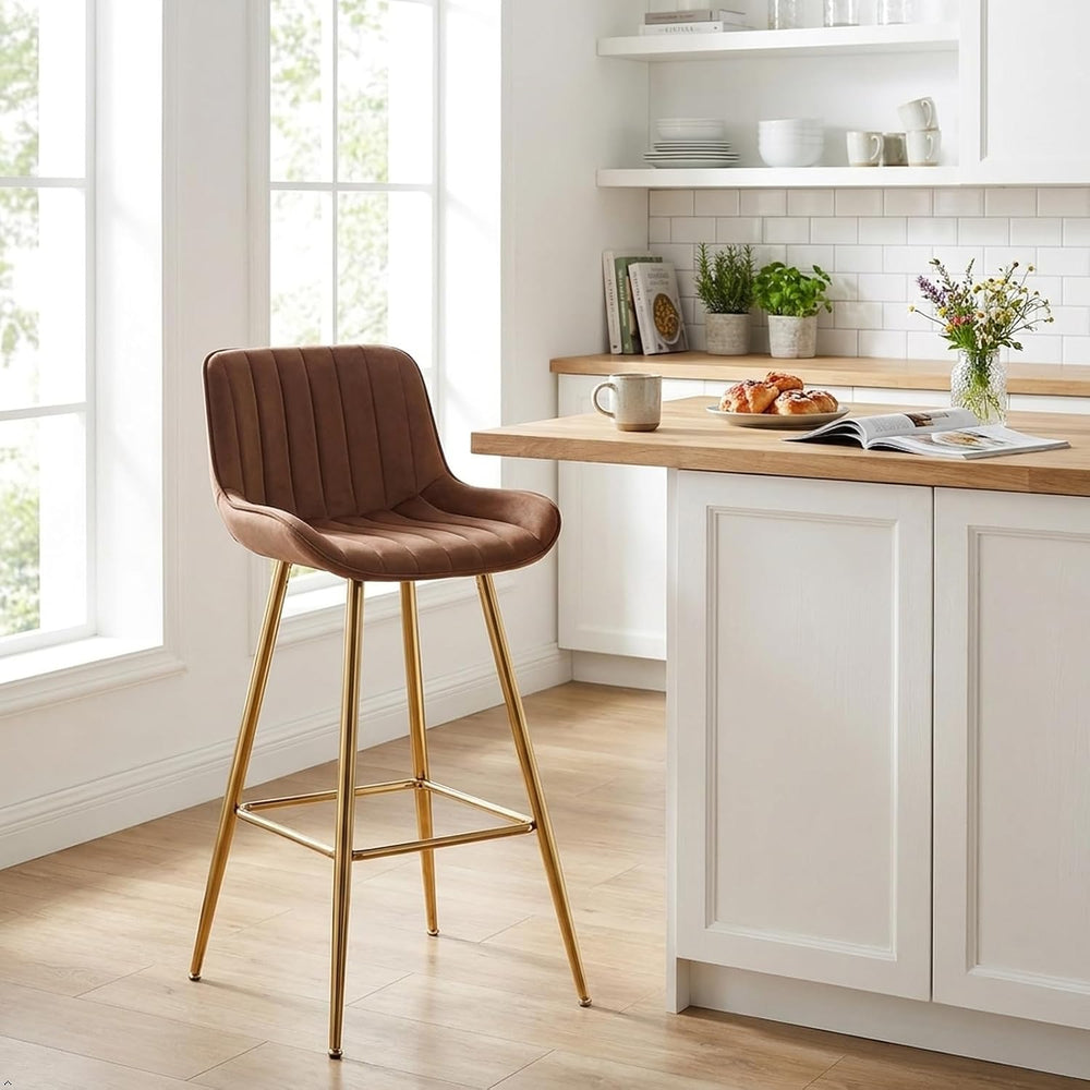 Sidanli Bar Height Stools Set of 2, 29 Inch Bar Chairs with Gold Metal Legs, ...