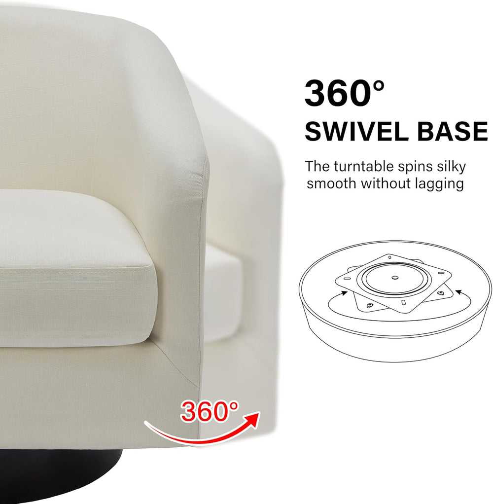 Swivel Barrel Accent Chair, Modern Round Chenille Fabric Arm Chair for Living...