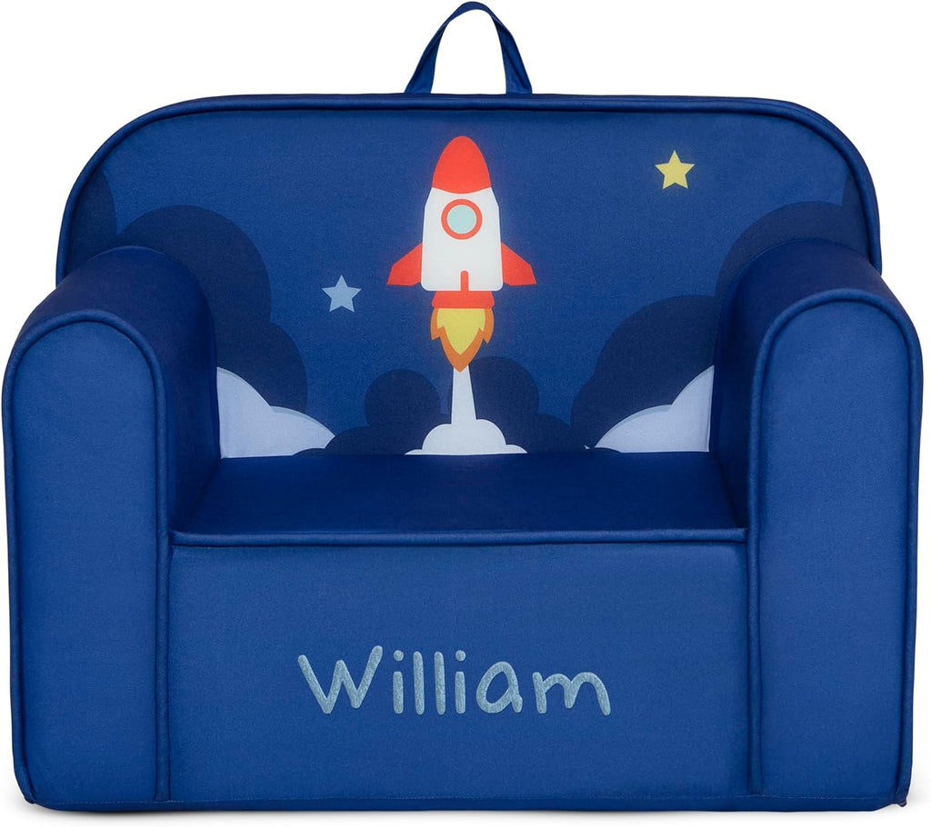 Delta Children Personalized Mix & Match Cozee Kids Chair with Interchangeable Patches, Space