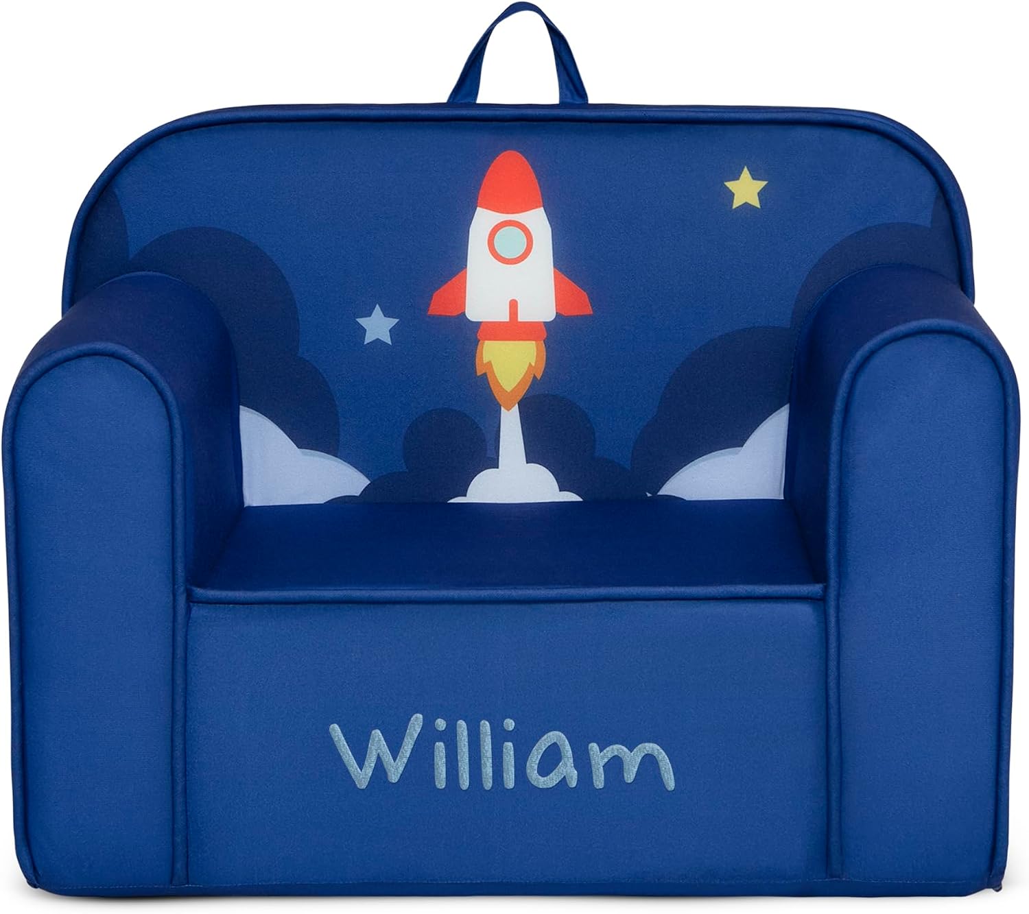 Delta Children Personalized Mix & Match Cozee Kids Chair with Interchangeable Patches, Space