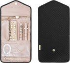 BAGSMART Travel Jewelry Organizer Roll Foldable Jewelry Case for Journey-Rings, Necklaces, Bracelets, Earrings, Black