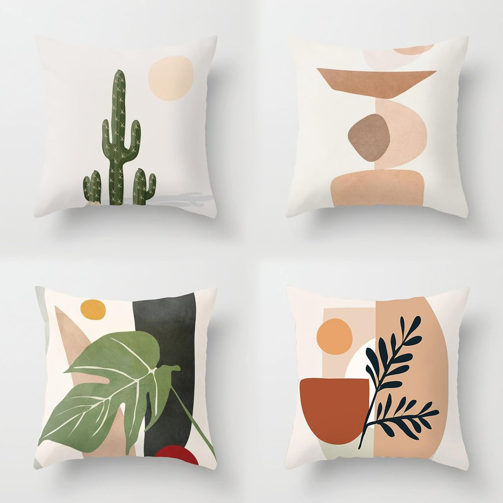 Gericco Pack of 4 Couch Throw Pillow Covers, Soft Modern Printed Pillow Covers for Sofa Living Room