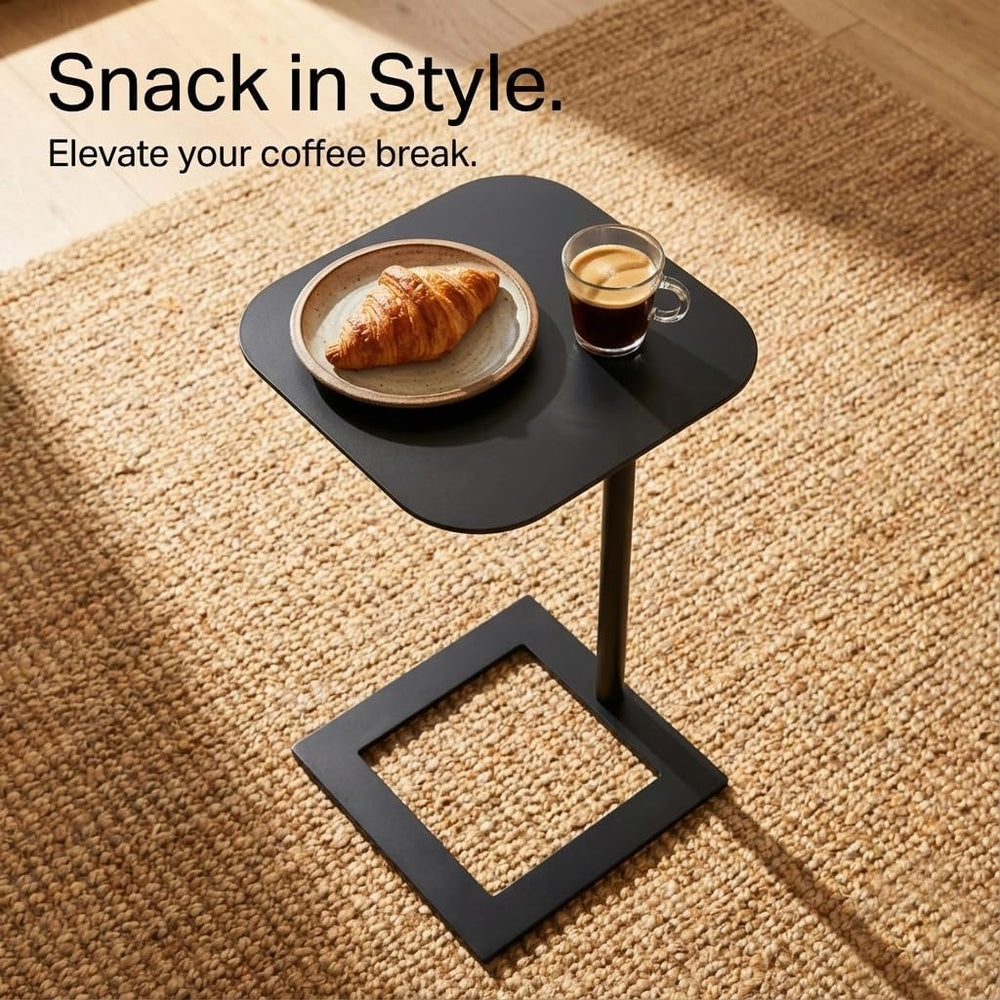 Stable C Table End Table, 23.4" Tall C Shaped Side Table that Slides Und...