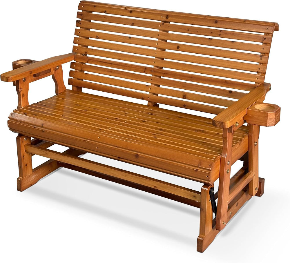 Fortune Candy Patio Glider with Cup Holders, High Roll Back and Deep Contoure...