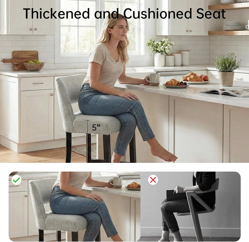keoni 26'' Counter Height Bar Stools Set of 6 with Black Rubberwood Legs