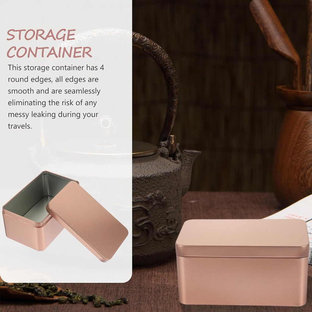 Alipis Tea Leaf Storage Container Rectangular Tinplate Box Mini Portable Tea Tin for Candies Snacks and Small Items Home Storage Box with Lid 5.11 X 3.14 X 2.36 in