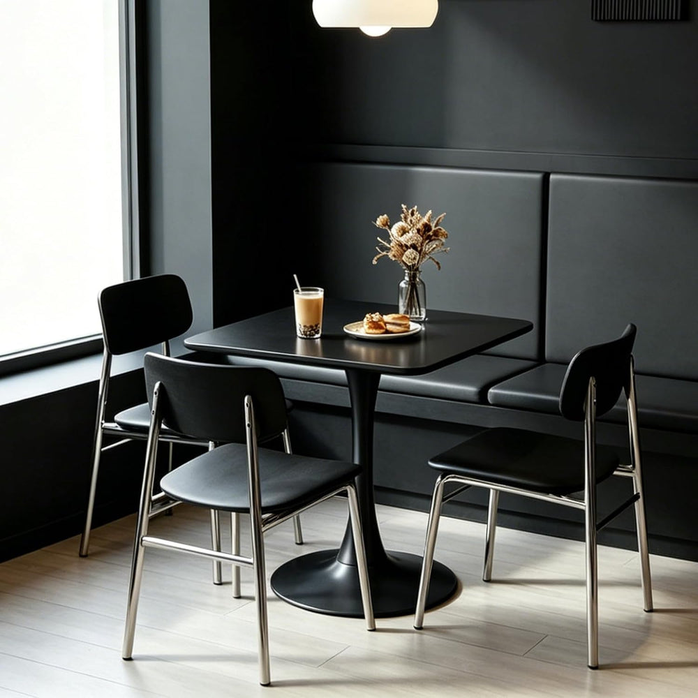 Square Dining Table, 27" Tulip Table (Black)
