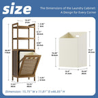 HITNET Bamboo Tilt Out Laundry Hamper, Bathroom Storage Cabinet with Hidden Removable Basket and 3 Open Shelves, Space Saving Bamboo Storage for Clothes, Towels and Toys, Walnut
