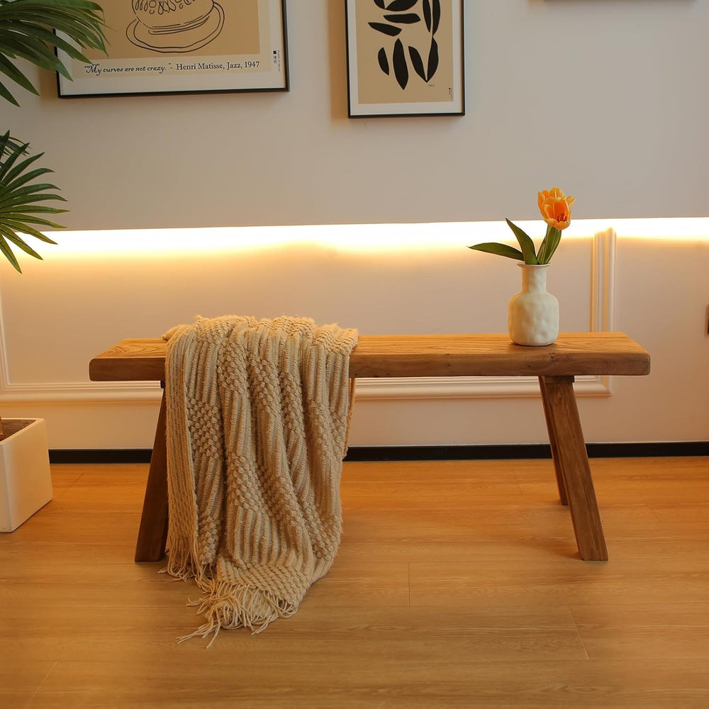 Wooden Bench Indoor – Rustic Farmhouse Narrow Entryway Bench with Slim Skinny...
