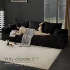 113" Modular Sectional Sofa Boneless U-Shaped Couches for Living Room | Modern Corduroy Cloud Couch Sofa with Memory Foam Deep Seat and Non-Slip Base, No Assembly, Black