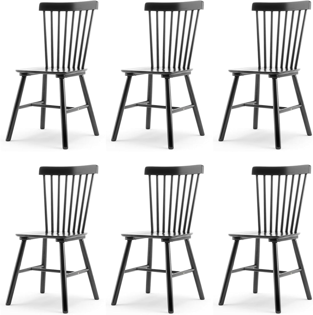 LUE BONA Windsor Dining Chair, Dining Chairs Set of 6, Spindle Back Wood Kitc...