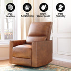 GAOMON Swivel Rocking Recliner Chair, Manual Leather Recliner Glider with | Lumbar Support & Padded Armrest, Comfortable Rocker Nursery Single Sofa for Living Room and Bedroom (Brown)