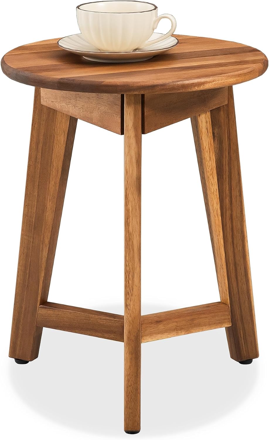 VICTORY RELAX Round Side Table – Solid Acacia Wood End Table for Living Room ...