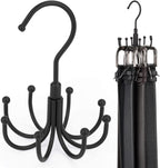 ZEDODIER Belt Hanger, 2 Pack Rotatable Belt Rack Closet Accessories Organizer, Maximum 24 Storage Capacity, Hanging Holder Storage Hook for Belt, Bra, Tank Top, Tie, Scarf, Purse, Black