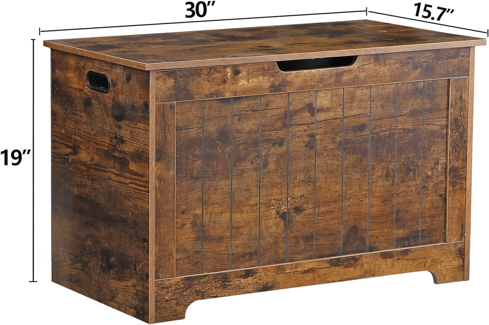 Wooden Storage Chest,30/40 Inch Storage Trunk w/2 Safety Hinges, Storage Benc...
