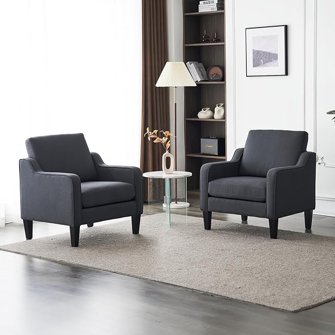 VINGLI Accent Chairs for Living Room Chairs Mid Century Modern Chair Sofa Chair Upholstered Arm Chair with Scooped Arms for Bedroom, Apartment, Office, Studio, Waiting Room, Play Room