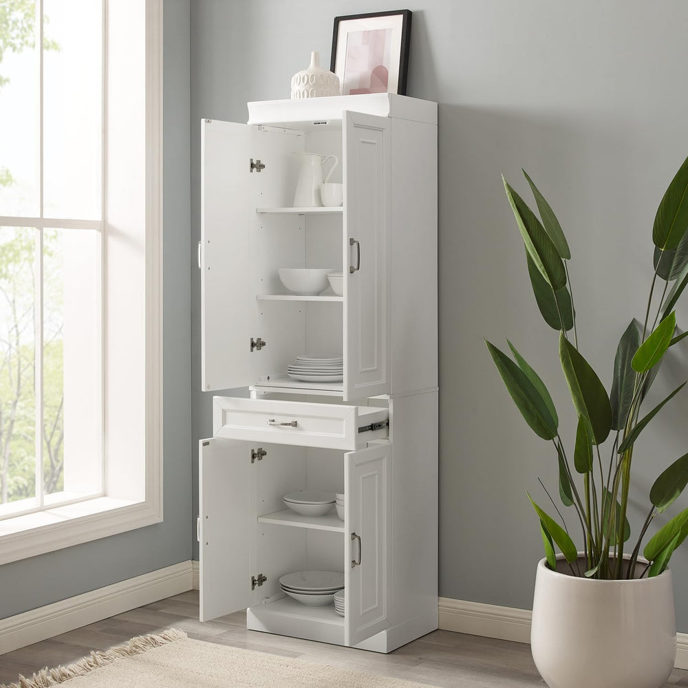 Maykoosh White Kitchen Pantry Cabinet - Adjustable Shelves & Full Extensi...