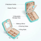 Parima Travel Jewelry Box for Girls Women, Jewelry Organizer Box | Personalized Jewelry Boxes for Women Girls Jewelry Box | Necklace Earrings Ring Box - Letter J, Aqua Blue