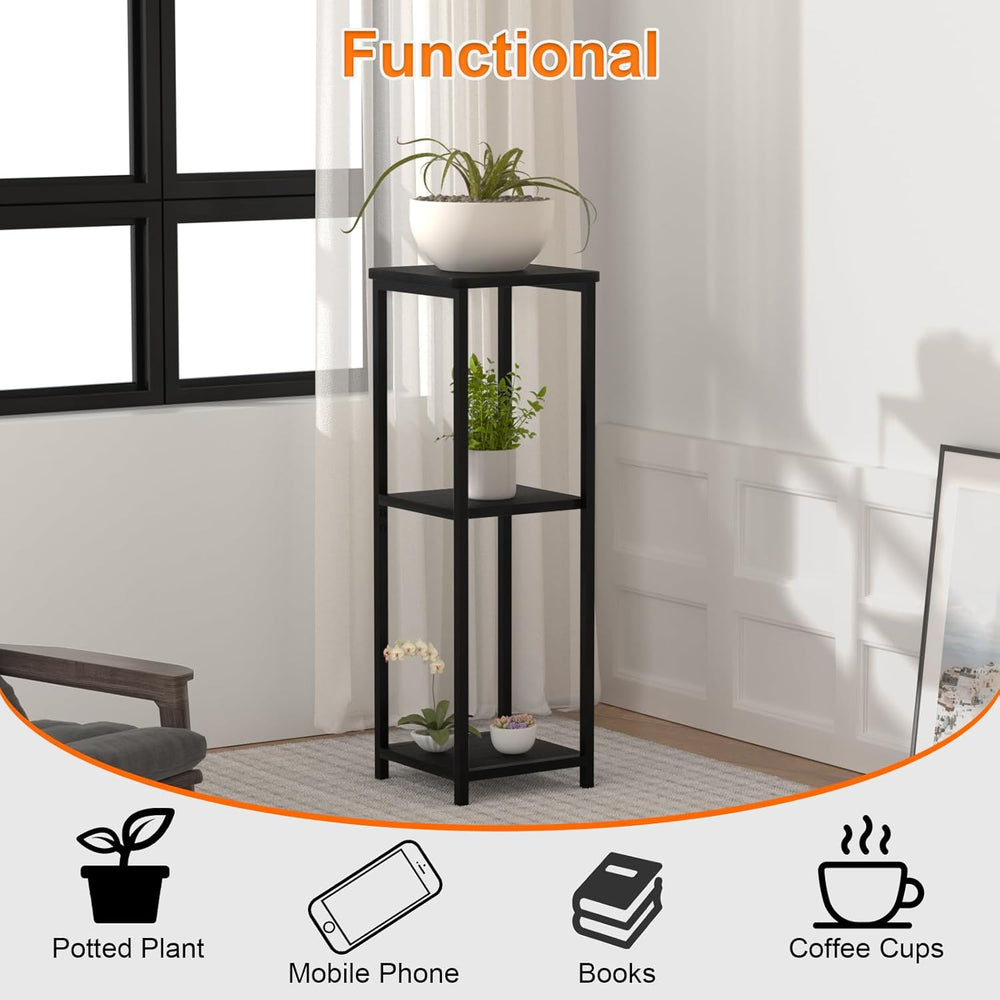 10" Wide Square Drink Table with Adjustable Feet - 3-Tier Small Side Tab...