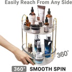 360 Rotating Makeup Organizer,2 Tier Large Capacity Make Up Organizers and Storage,Skincare Perfume Vanity Organizers,Bathroom Cosmetics Storage Organizer Countertop(Clear-2 Tier)