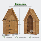 MCombo Large Outdoor Storage Cabinet with 6 Shelves (3.9 x 2.3 x 6.8 ft), Tall Storage shed, Wood Garden Tool Shed for Yard Patio Lawn, 1955