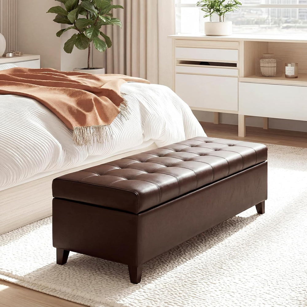 Joveco 51 Inch Storage Bench,Leather Tufted Storage Ottoman with Legs | Safet...
