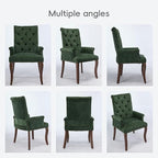 Upholstered Tufted Chenille Dining Chairs with Arms & Nailhead Trim – Solid Wood Frame & Legs, Modern Farmhouse for Dining, Kitchen & Living Room (Set of 1, Olive Green)