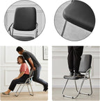 Folding Chairs with Padded Cushion and Enlarge Backrest, Metal with Comfortable Cushion for Home and Office,(Black)