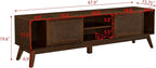 Ball & Cast 68" Mid Century Modern TV Stand for TVs up to 75", Media Console with Rattan Sliding Doors, Open Shelves & Solid Wood Legs, Entertainment Center for Living Room,Bedroom,Walnut