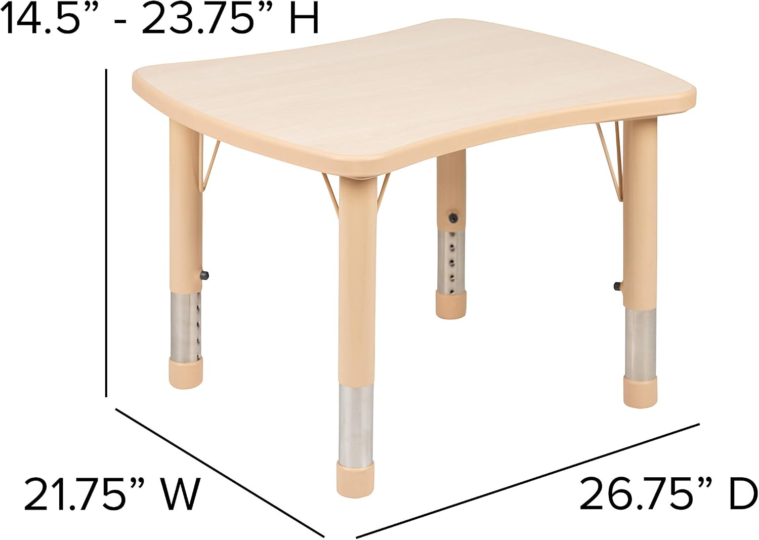 Flash Furniture Wren 21.875"W x 26.625"L Rectangular Natural Plastic Height Adjustable Activity Table