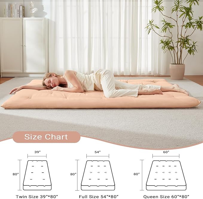 Japanese Floor Futon Mattress Queen Size 60"x 80", Foldable Bed Mat...