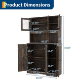 Freestanding Kitchen Pantry Cabinet with Acrylic Doors, 70'' Kitchen Hutch Storage Cabinet with Power Outlet & Microwave Stand, Cupboard Coffee Bar Food Pantry for Dining Room