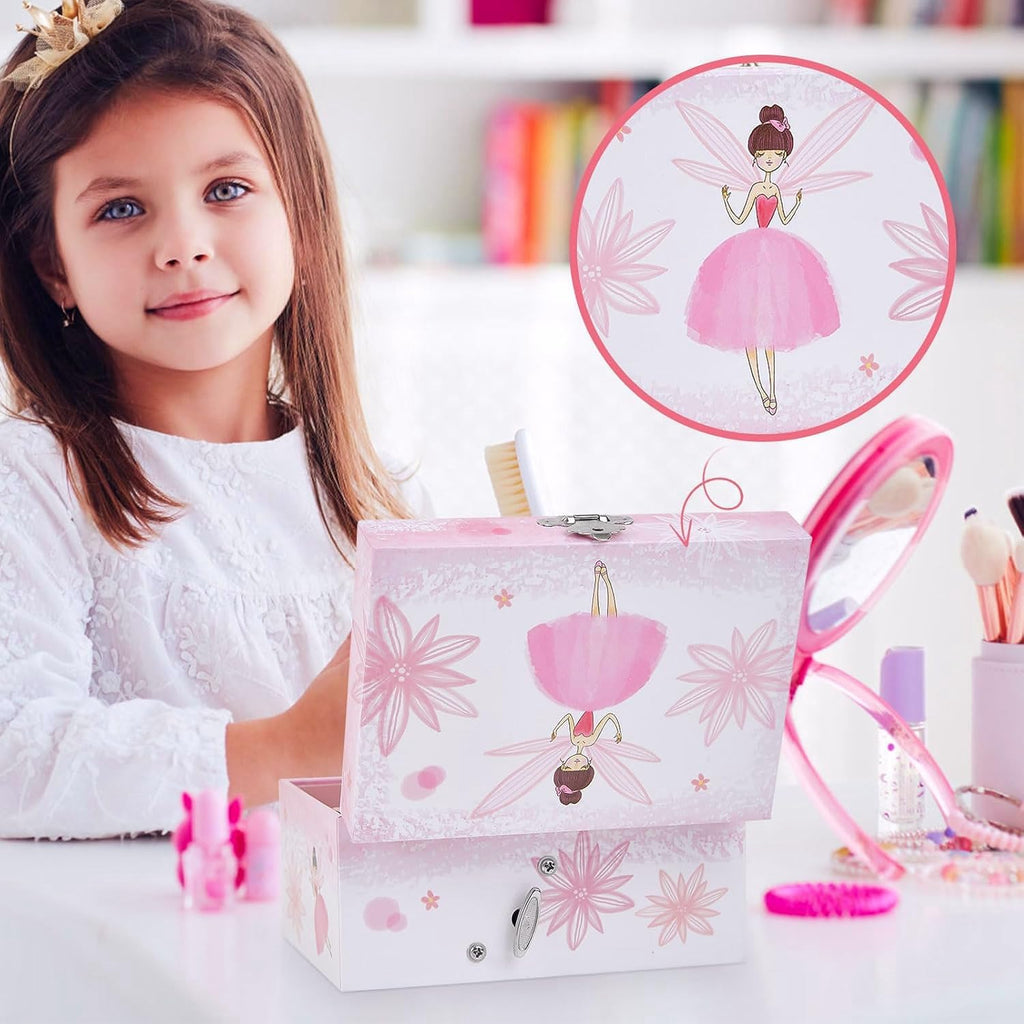 Girl's Gift Music Box with Spinning Ballerina,Fairy Design Musical Jewelry Box for Kids Jewel Storage,Toys for Girls