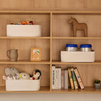 Large Shallow Organizing Baskets 15x11x5.1 Inches - Rope Woven Storage Bins for Bathroom, Shelves, Cube Closet, Off White 3 Packs