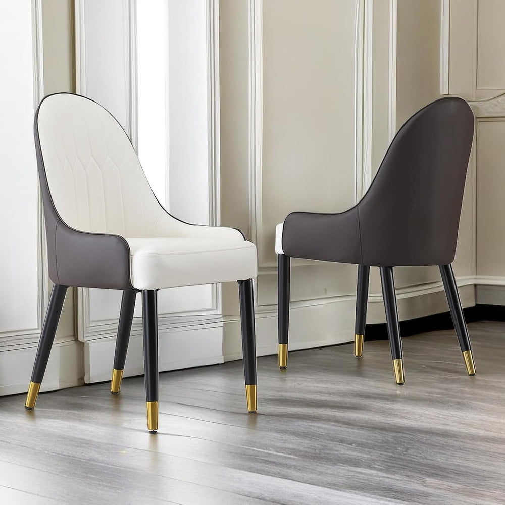 Modern Dining Chairs Set of 2, PU Cushion Accent Side Leisure Chairs with Mid...