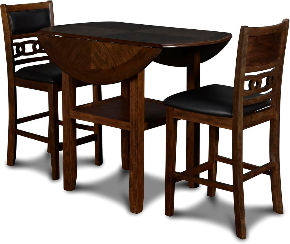 New Classic Furniture Gia 3-Piece Drop Leaf Counter Table Set with 2 Chairs, ...